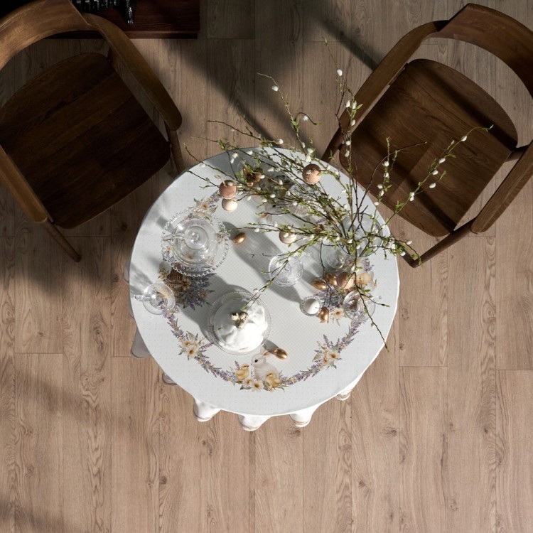 Скатерть круглая "лавандовая весна" 145см, 100%хлопок, твил с пропиткой Lefard (850-768-27)