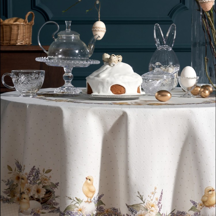 Скатерть круглая "лавандовая весна" 145см, 100%хлопок, твил с пропиткой Lefard (850-768-27)