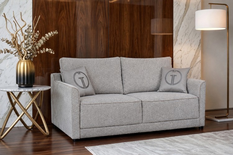 Диван Портофино(Portofino) 200 двухм раскл с кантом букле серый Orso-Ser+Enzo902 (TT-00017014)