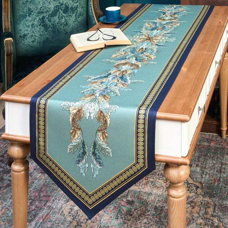 Дорожка "листья мориса"gold stripe   45х215см, 100% хлопок,твил c пропиткой Lefard (850-752-31)