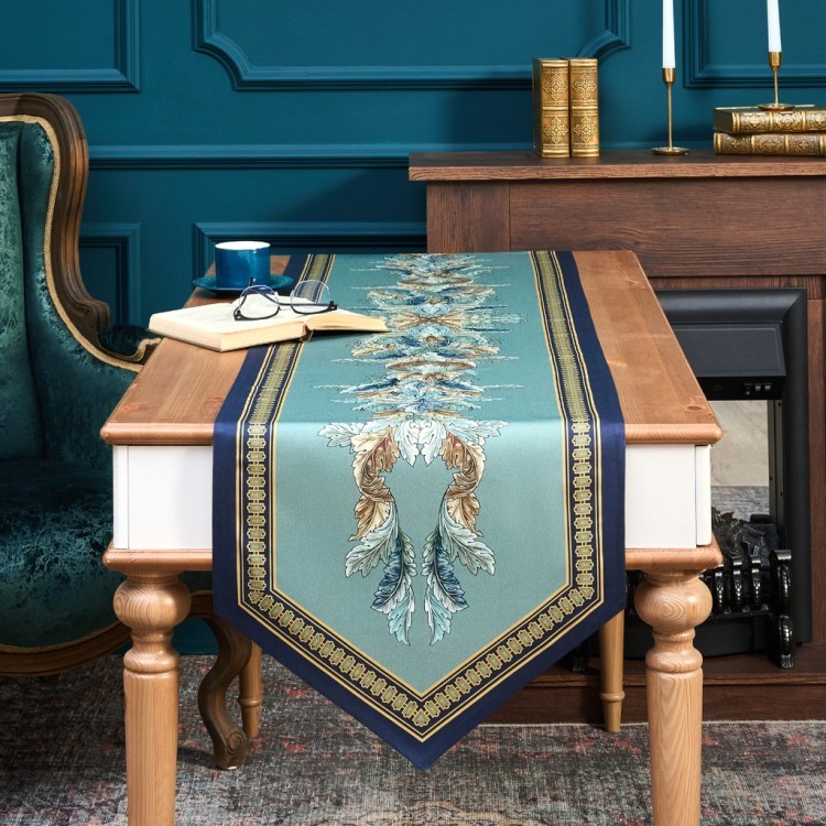 Дорожка "листья мориса"gold stripe   45х215см, 100% хлопок,твил c пропиткой Lefard (850-752-31)