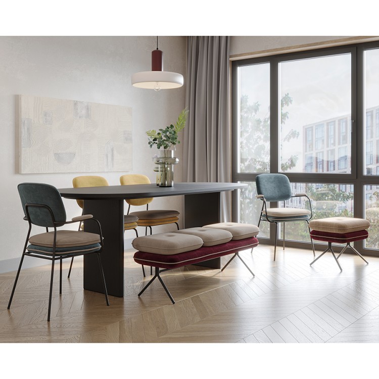 Банкетка pea, велюр, бежевая/бордовая (76121)