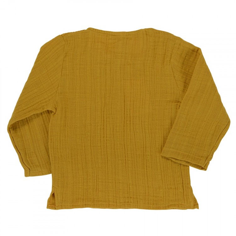 Рубашка из хлопкового муслина горчичного цвета из коллекции essential 18-24m (69628)