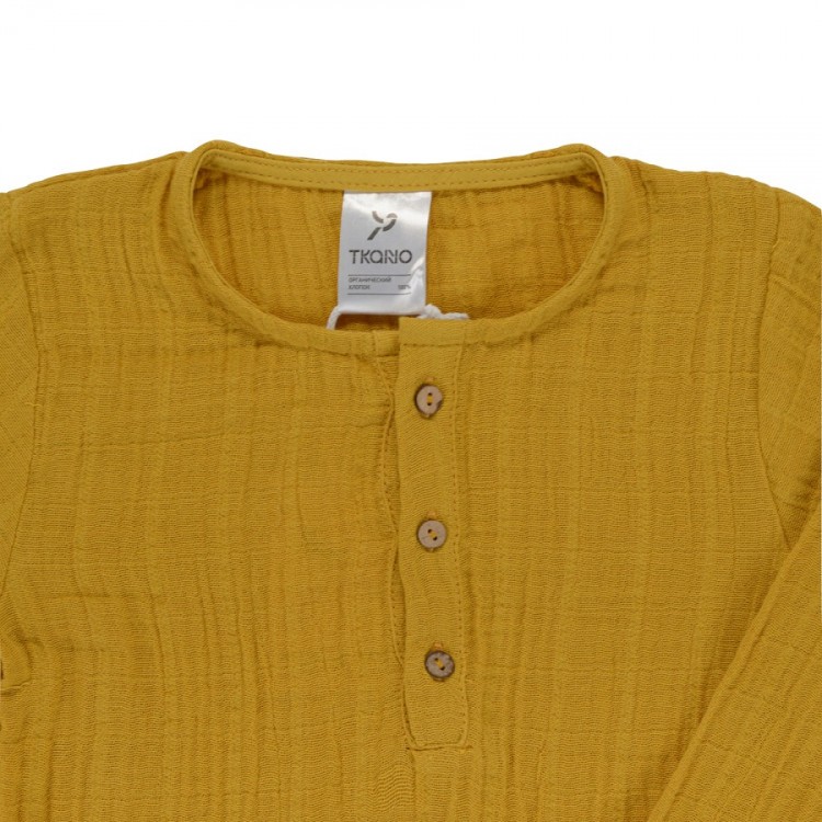 Рубашка из хлопкового муслина горчичного цвета из коллекции essential 18-24m (69628)