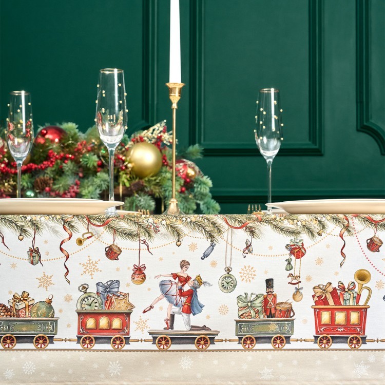 Скатерть  овальная  "щелкунчик" ,140х300см ,бежевый ,100%хлопок ,твил Lefard (850-757-42)