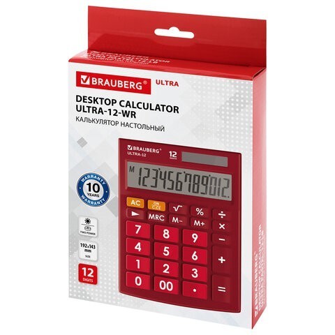 Калькулятор настольный Brauberg Ultra-12-WR 12 разрядов 250494 (1) (86051) Калькулятор настольный Brauberg Ultra-12-WR 12 разрядов 250494 (1) (86051)