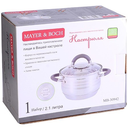 Кастрюля 2,1л нерж с/кр Mayer&Boch (30942)