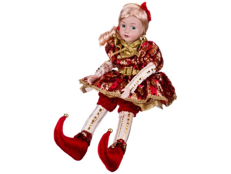 Фигурка музыкальная "девочка в красном платье" высота=41 см. Polite Crafts&gifts (856-019) 