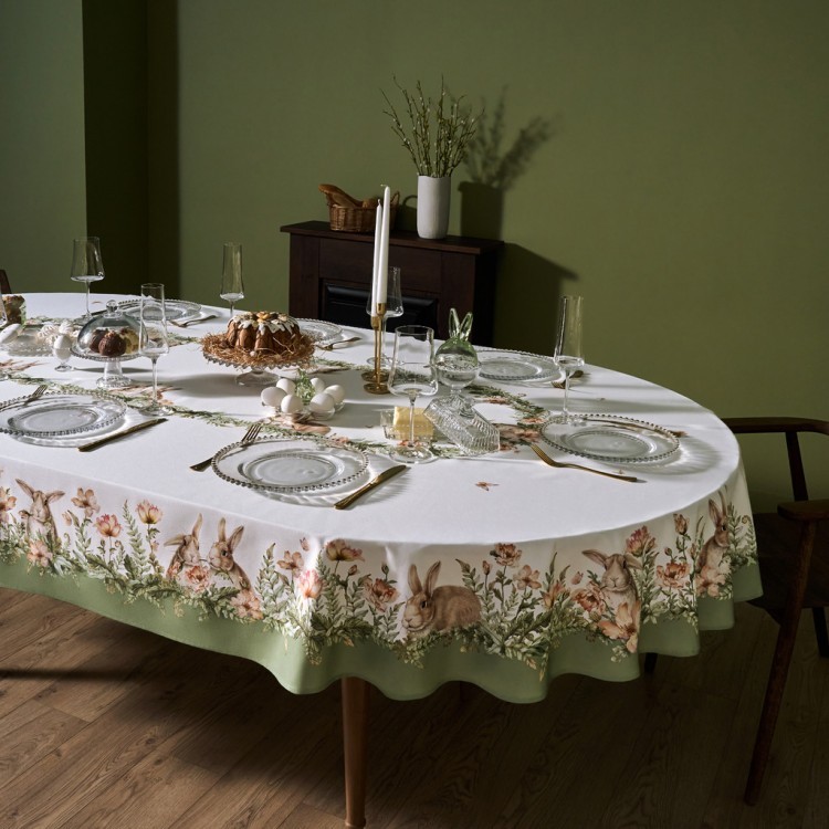 Скатерть  овальная  "sense" ,180х300см ,зеленый,100%хлопок ,твил Lefard (850-753-42)