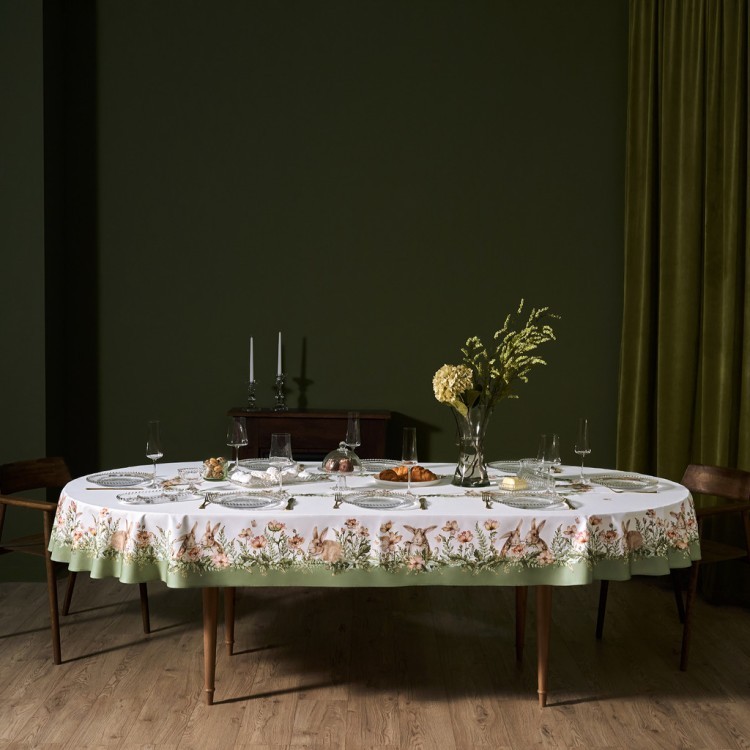 Скатерть  овальная  "sense" ,180х300см ,зеленый,100%хлопок ,твил Lefard (850-753-42)