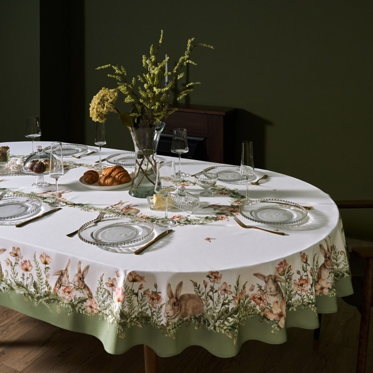 Скатерть  овальная  "sense" ,180х300см ,зеленый,100%хлопок ,твил Lefard (850-753-42)