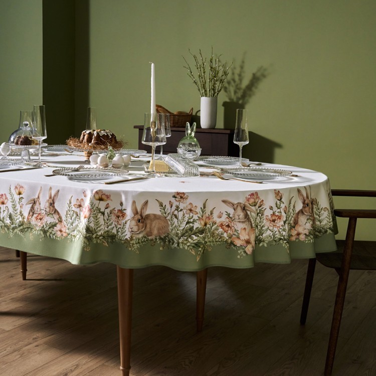 Скатерть  овальная  "sense" ,180х300см ,зеленый,100%хлопок ,твил Lefard (850-753-42)