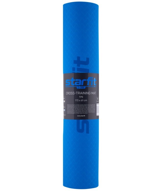 Коврик для йоги и фитнеса FM-201, TPE, 183x61x0,6 см, синий/темно-синий (2104285)