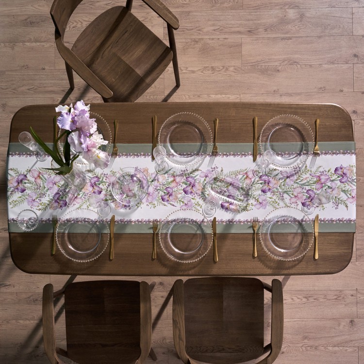 Дорожка "ирисы" 45х300см, 100% хлопок,твил c пропиткой белый Lefard (850-743-32)