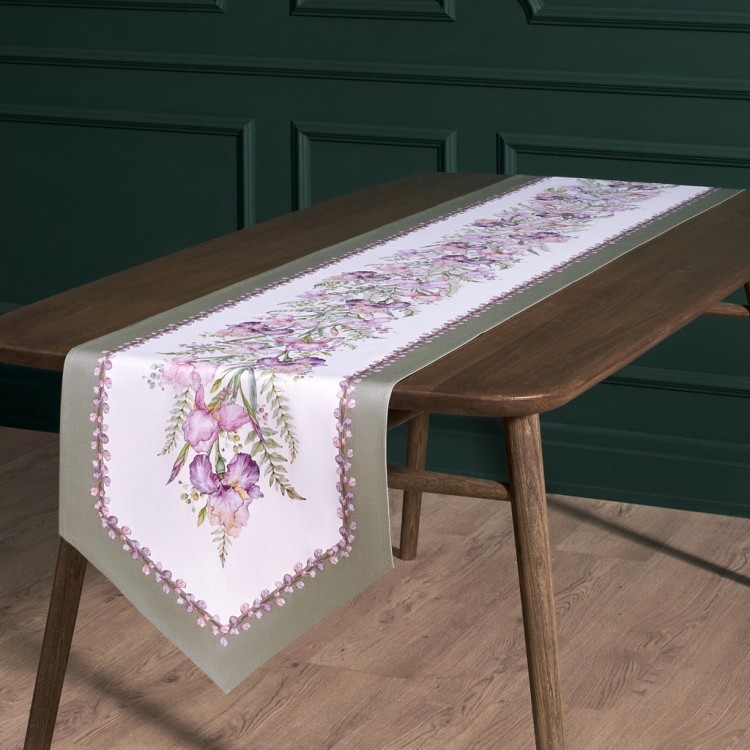 Дорожка "ирисы" 45х300см, 100% хлопок,твил c пропиткой белый Lefard (850-743-32)