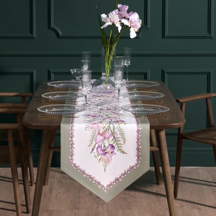 Дорожка "ирисы" 45х300см, 100% хлопок,твил c пропиткой белый Lefard (850-743-32)