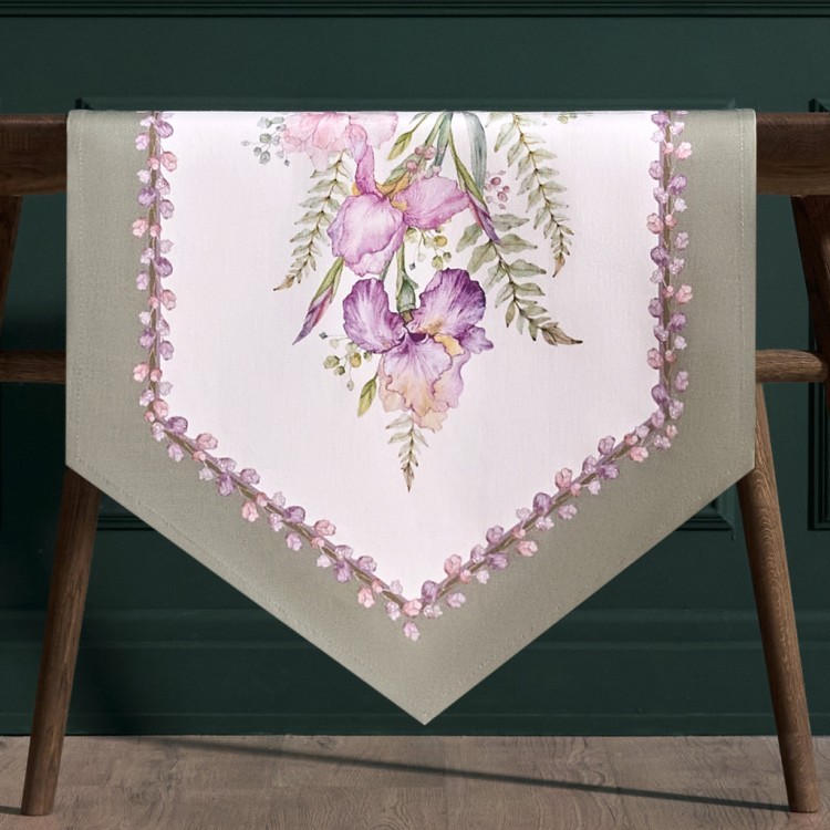 Дорожка "ирисы" 45х300см, 100% хлопок,твил c пропиткой белый Lefard (850-743-32)