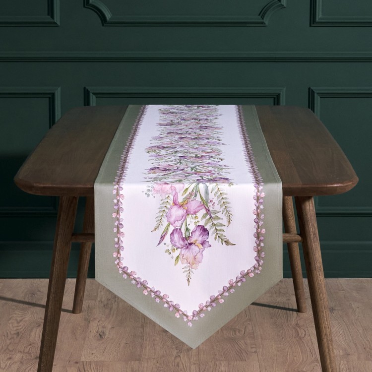 Дорожка "ирисы" 45х300см, 100% хлопок,твил c пропиткой белый Lefard (850-743-32)