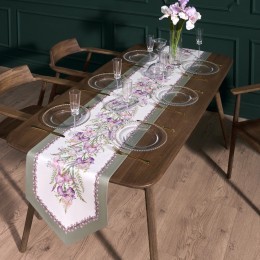 Дорожка "ирисы" 45х300см, 100% хлопок,твил c пропиткой белый Lefard (850-743-32)