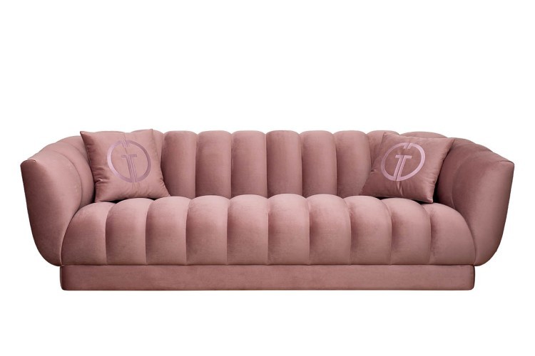 Диван Fabio трехместный велюр розовый Colton 007-ROS 239*95*72см, 2 подушки (TT-00011011)