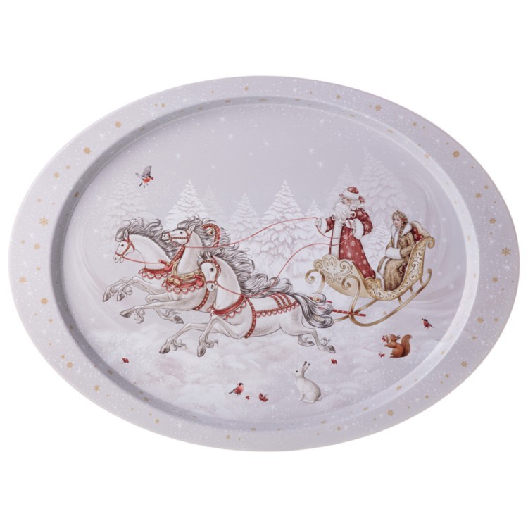 Поднос сервировочный agness "морозко" овальный 39,5*29*1,7 см (898-269) 