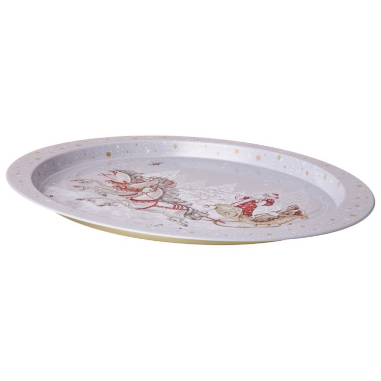 Поднос сервировочный agness "морозко" овальный 39,5*29*1,7 см (898-269) 
