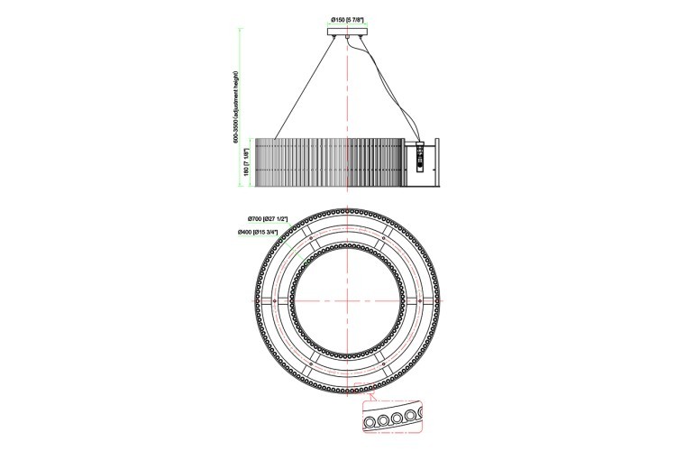 Люстра подвесная чёрный/стекло прозрач. d70*h150см (TT-00013039)