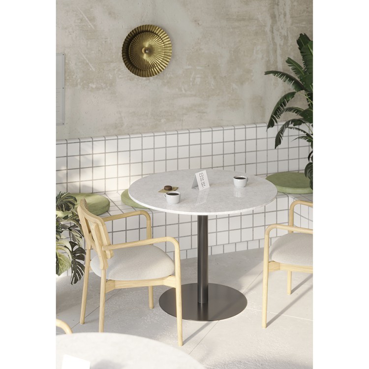 Стол обеденный trond, D100 см, белый мрамор/черный (76059)