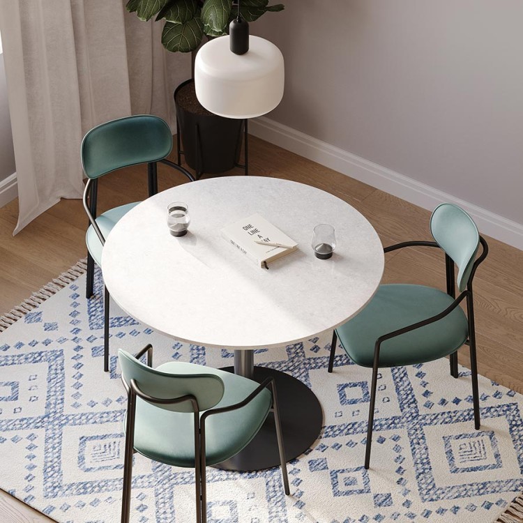 Стол обеденный trond, D100 см, белый мрамор/черный (76059)