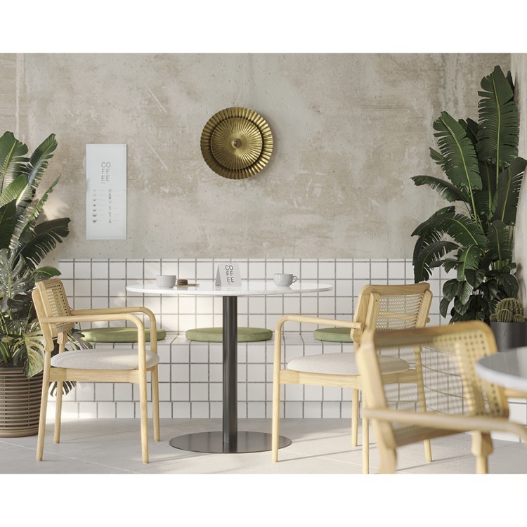 Стол обеденный trond, D100 см, белый мрамор/черный (76059)