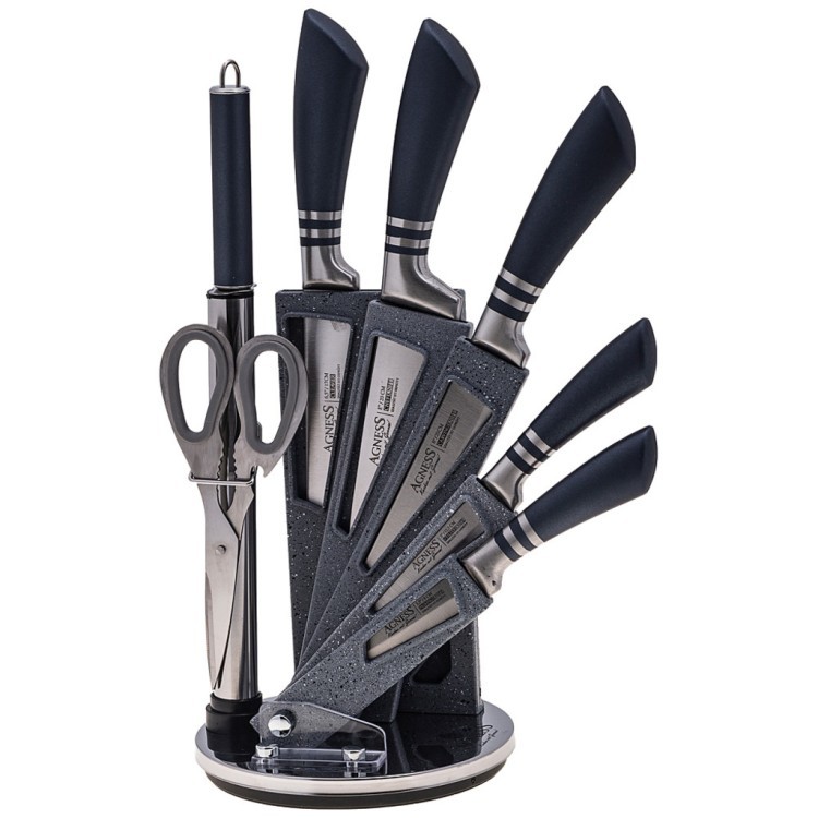 Набор ножей agness с ножницами и мусатом на пластиковой подставке, 8 предметов Agness (911-642)