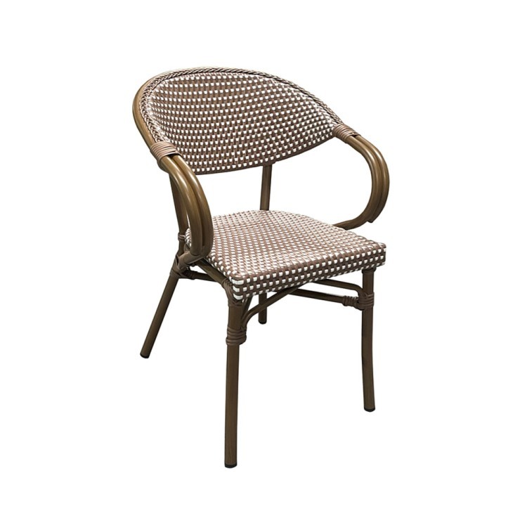 Полукресло E6014-W102/L.BROWN, металл, искусственный ротанг, Natural brown / light brown / white, ROOMERS FURNITURE Полукресло E6014-W102/L.BROWN, металл, искусственный ротанг, Natural brown / light brown / white, ROOMERS FURNITURE