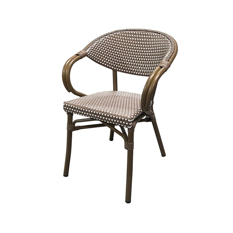 Полукресло E6014-W102/L.BROWN, металл, искусственный ротанг, Natural brown / light brown / white, ROOMERS FURNITURE Полукресло E6014-W102/L.BROWN, металл, искусственный ротанг, Natural brown / light brown / white, ROOMERS FURNITURE