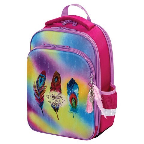 Ранец для девочек Brauberg Quadro Plumage с брелоком 17 л 229953 (86557) Ранец для девочек Brauberg Quadro Plumage с брелоком 17 л 229953 (86557)