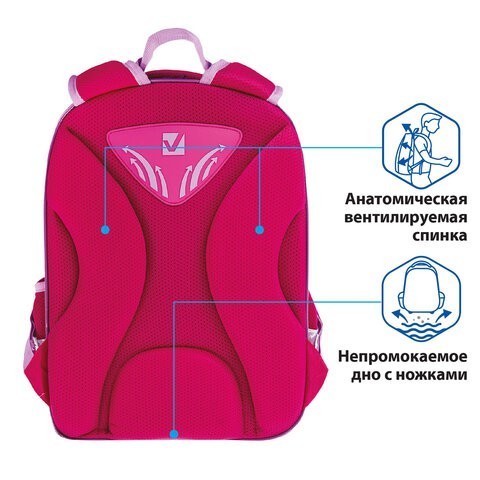 Ранец для девочек Brauberg Quadro Plumage с брелоком 17 л 229953 (86557) Ранец для девочек Brauberg Quadro Plumage с брелоком 17 л 229953 (86557)