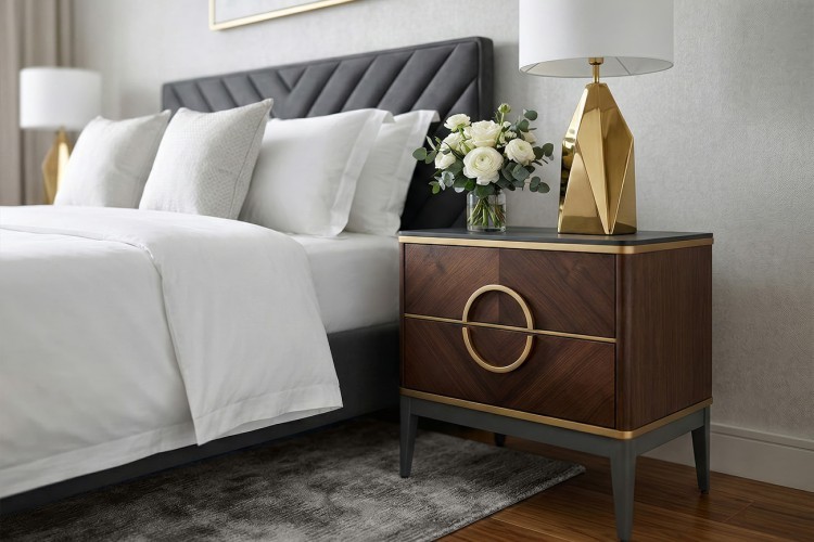 Тумба прикроватная шпон 2 ящика 60*60*40см (TT-00016516)