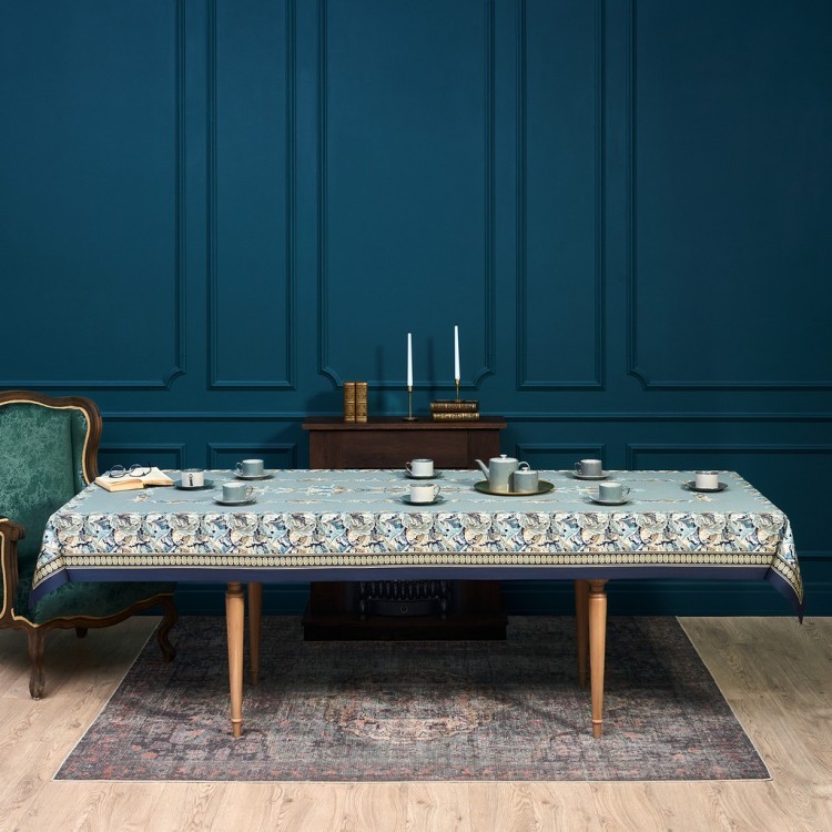 Скатерть "листья морриса" gold stripe 140х300см , 100% хлопок, твил, пропитка Lefard (850-752-23)