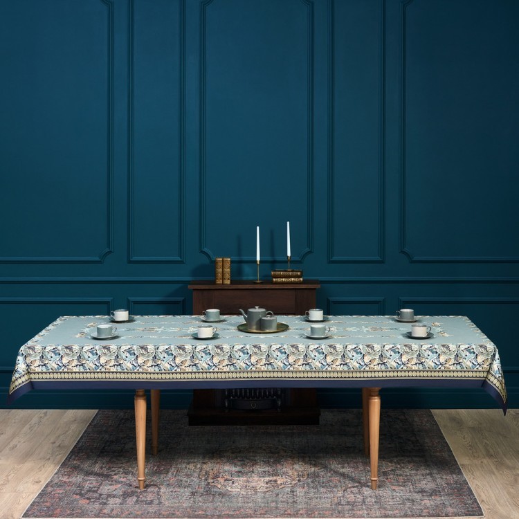 Скатерть "листья морриса" gold stripe 140х300см , 100% хлопок, твил, пропитка Lefard (850-752-23)