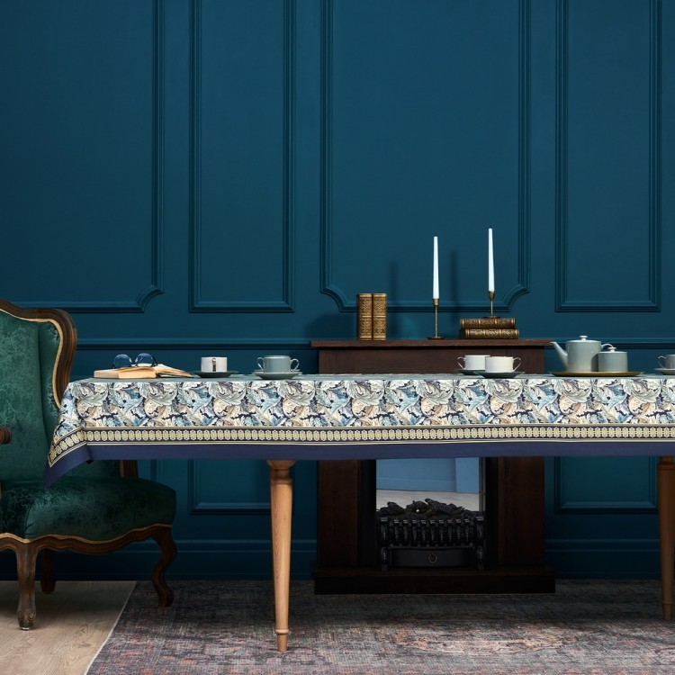 Скатерть "листья морриса" gold stripe 140х300см , 100% хлопок, твил, пропитка Lefard (850-752-23)