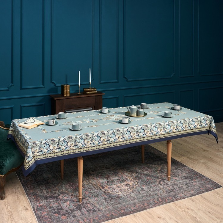 Скатерть "листья морриса" gold stripe 140х300см , 100% хлопок, твил, пропитка Lefard (850-752-23)