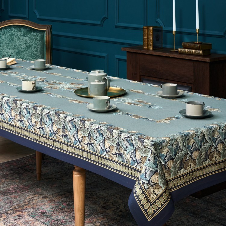 Скатерть "листья морриса" gold stripe 140х300см , 100% хлопок, твил, пропитка Lefard (850-752-23)