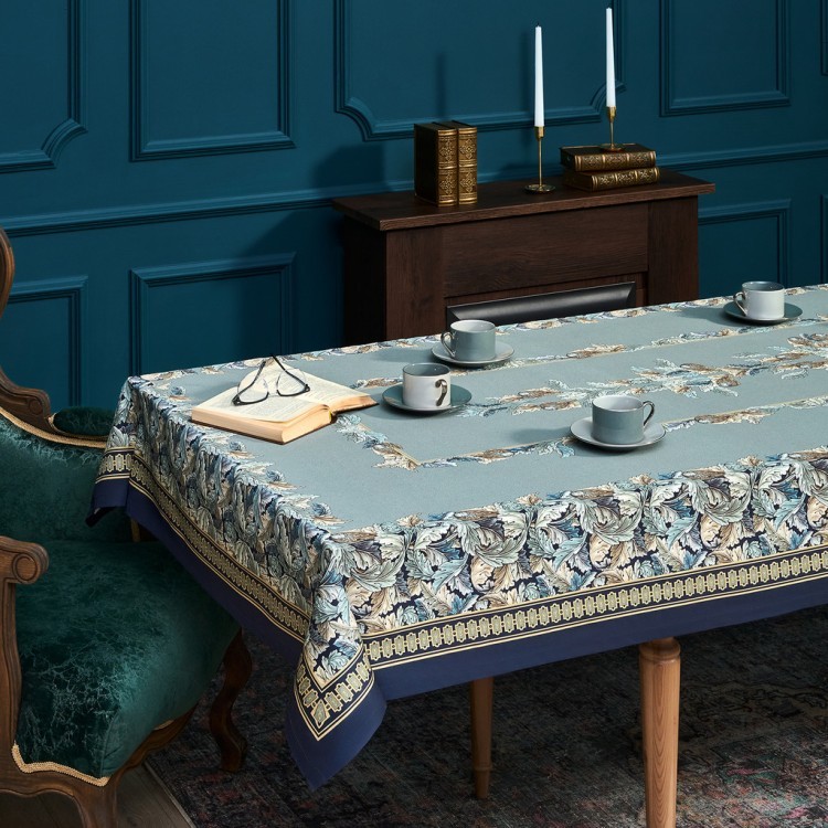 Скатерть "листья морриса" gold stripe 140х300см , 100% хлопок, твил, пропитка Lefard (850-752-23)