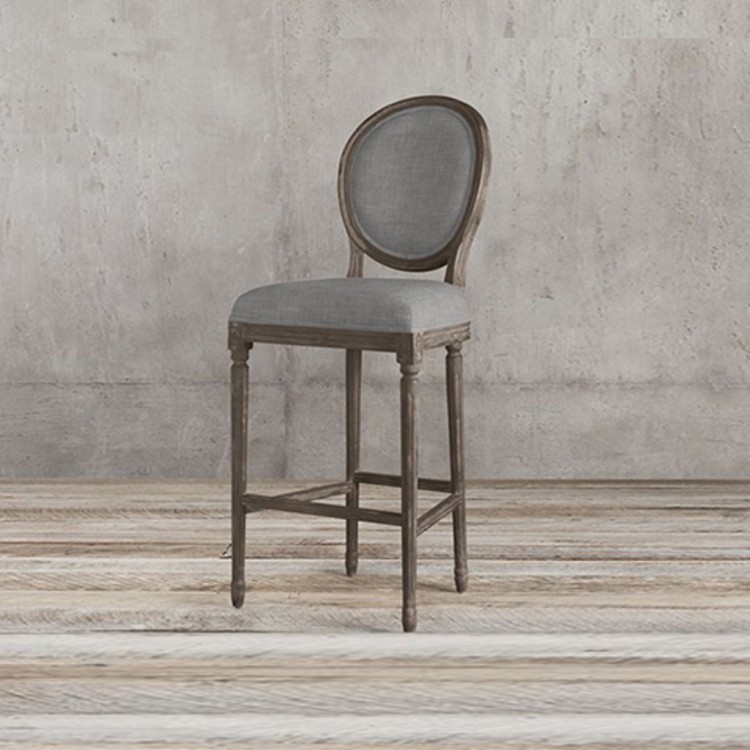 Стул барный Спа FC011-70-OAK/A172, дерево, текстиль, grey, RESTORATION HARDWARE Стул барный Спа FC011-70-OAK/A172, дерево, текстиль, grey, RESTORATION HARDWARE
