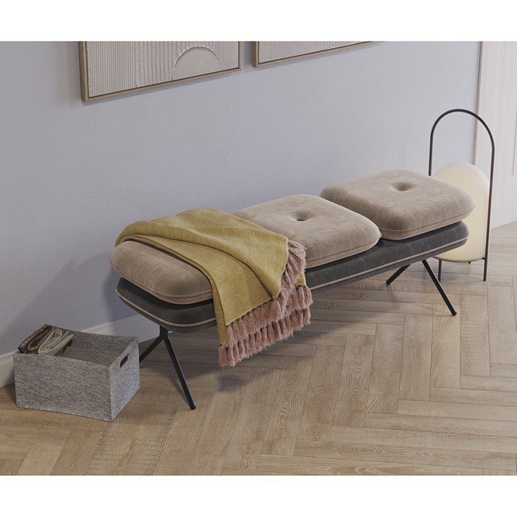 Банкетка pea, велюр, бежевая/темно-серая (76124)