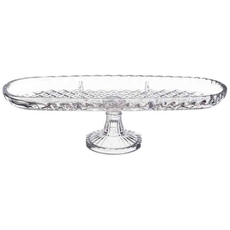Блюдо на ножке овальное 3 секции 39x14 см Alegre Glass (337-038)