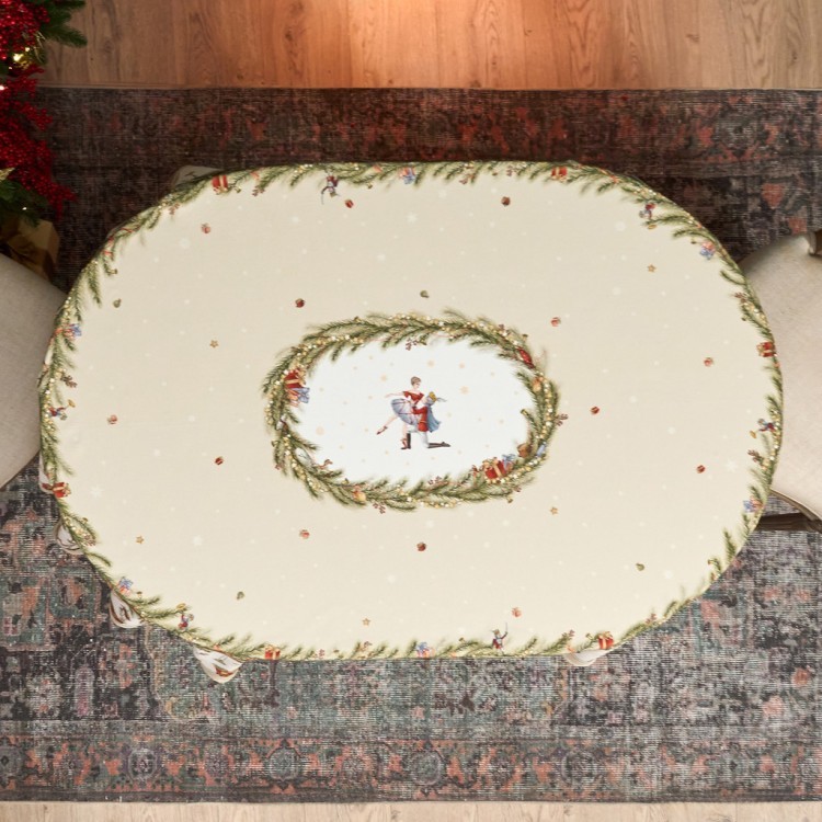 Скатерть  овальная  "щелкунчик" ,140х180см ,бежевый, 100% хлопок ,твил Lefard (850-757-4)