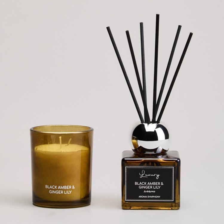 Набор ароматический "luxury" свеча в стакане 6*7,5 см и диффузор 70 мл black amber&ginger lily Lefard (605-119) Набор ароматический "luxury" свеча в стакане 6*7,5 см и диффузор 70 мл black amber&ginger lily Lefard (605-119)