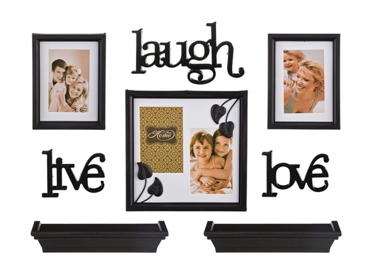 Подарочный фотонабор из 8-пр.темный "life,laugh,love" 25*10, 16*21, 26*26 см. Polite Crafts&gifts (189-101)