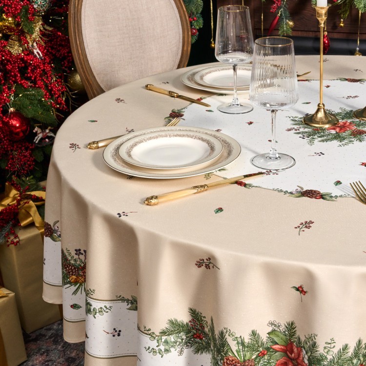 Скатерть круглая "celebration" 190см ,бежевый, 100% хлопок,твил,горох пропитка Lefard (850-734-22) Скатерть круглая "celebration" 190см ,бежевый, 100% хлопок,твил,горох пропитка Lefard (850-734-22)