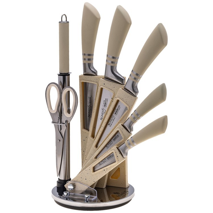 Набор ножей agness с ножницами и мусатом на пластиковой подставке, 8 предметов Agness (911-644)